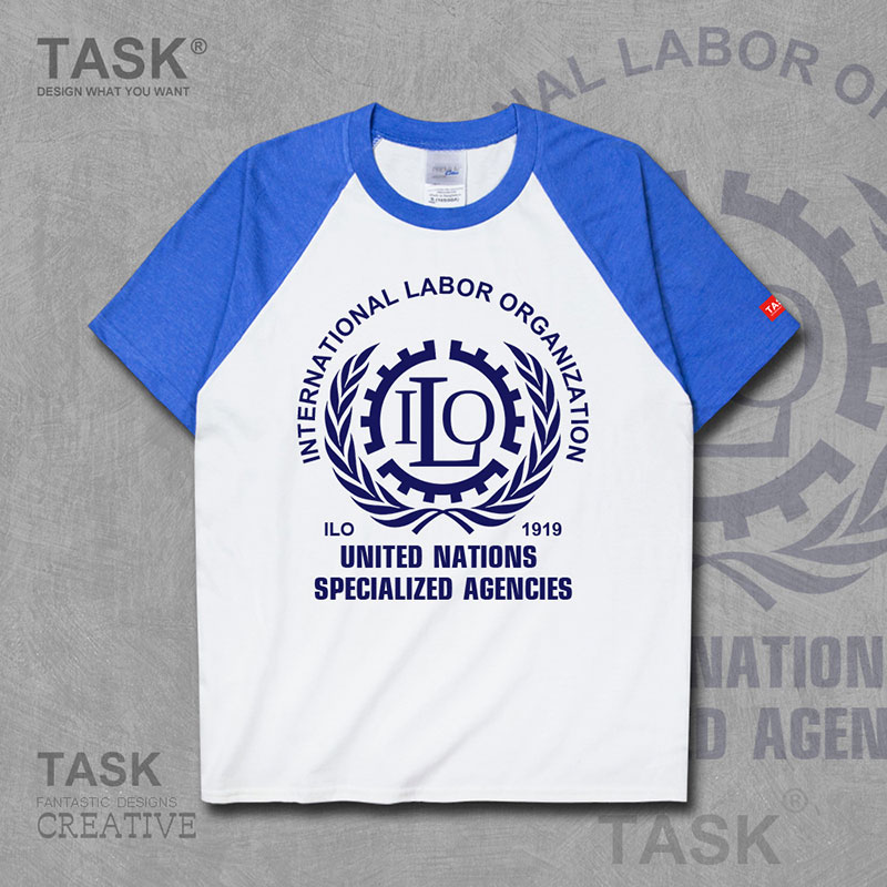 NHIỆM VỤ LIÊN HIỆP QUỐC TẾ LAO ĐỘNG TỔ CHỨC ILO LOGO ngắn tay thun thể thao cho nam và nữ bông T-shirt