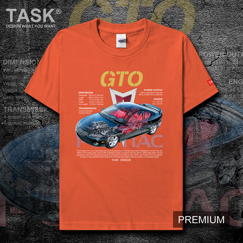 Mỹ xe thể thao xe cơ bắp xe TASK Pontiac GTO cao-powered ngắn tay áo thun nam và mùa hè áo khoác phụ nữ