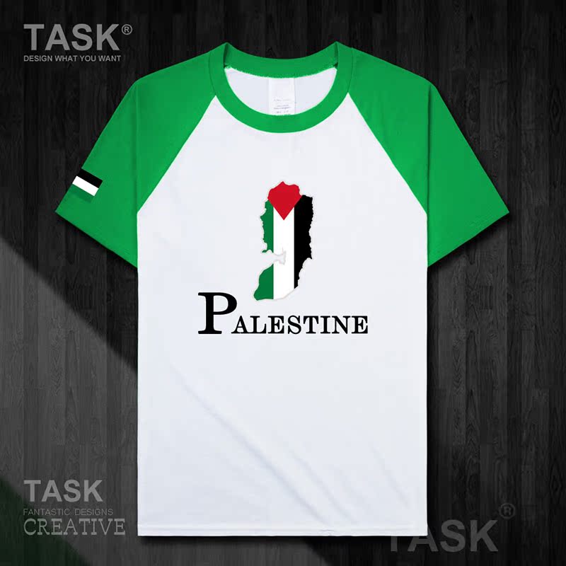 TASK Palestine Quốc Bản đồ bông ngắn SleeveT T-Shirt Phong trào nam và nữ Tops Tide 50