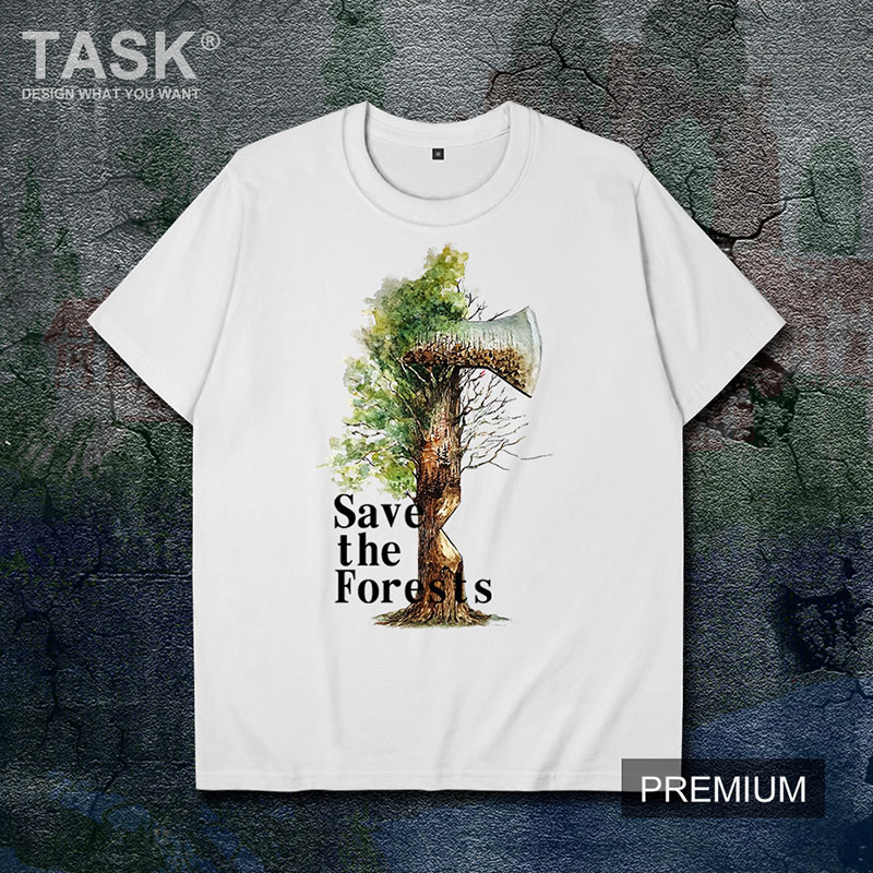 TASK Bảo vệ Trái đất rừng Công Lãi Savethe bông rừng ngắn sleeveprint t-shirt của nam giới và phụ nữ phù hợp với 02