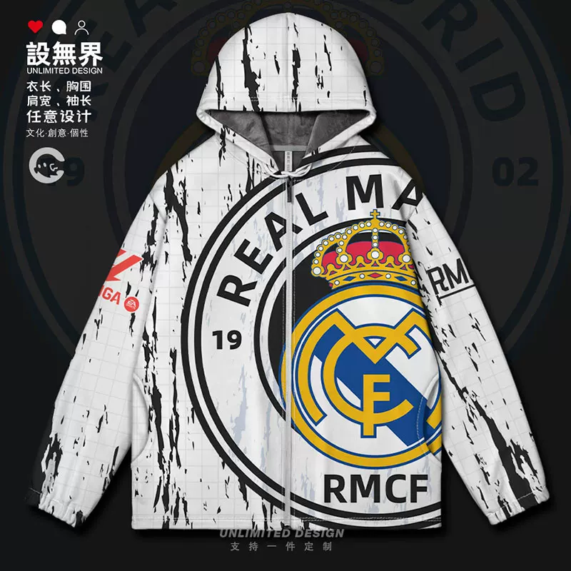 Real Madrid Мбаппе Футбол Ла Лига клубная кофта кардиган толстая хлопковая одежда для мужчин и женщин 0017 Дизайн без границ