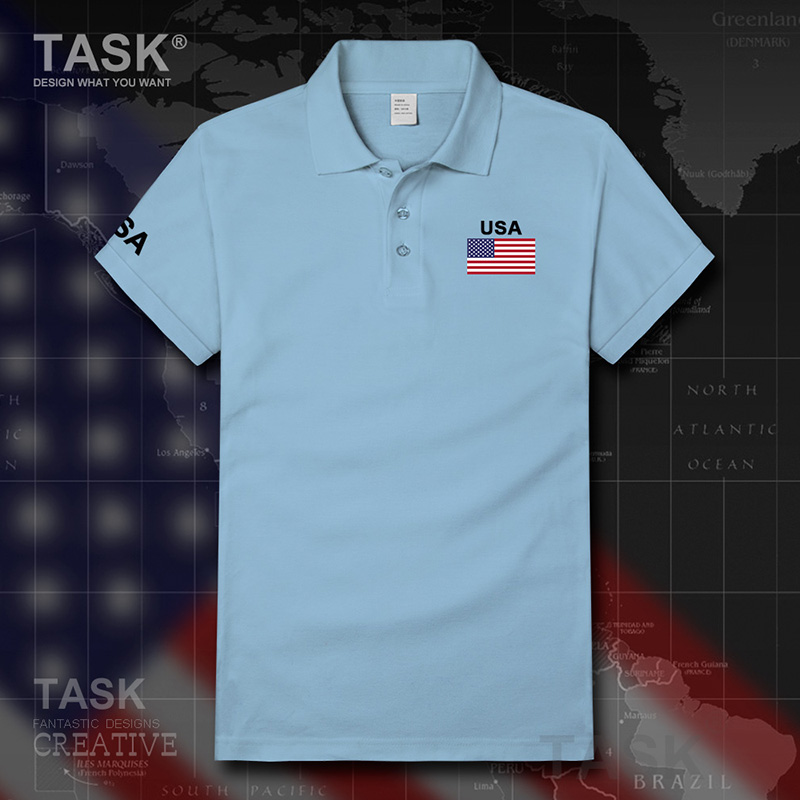 Thể thao TASK USA USA nam Lập Polo Shirt quốc gia Đội bóng ngắn tay áo T-Shirt