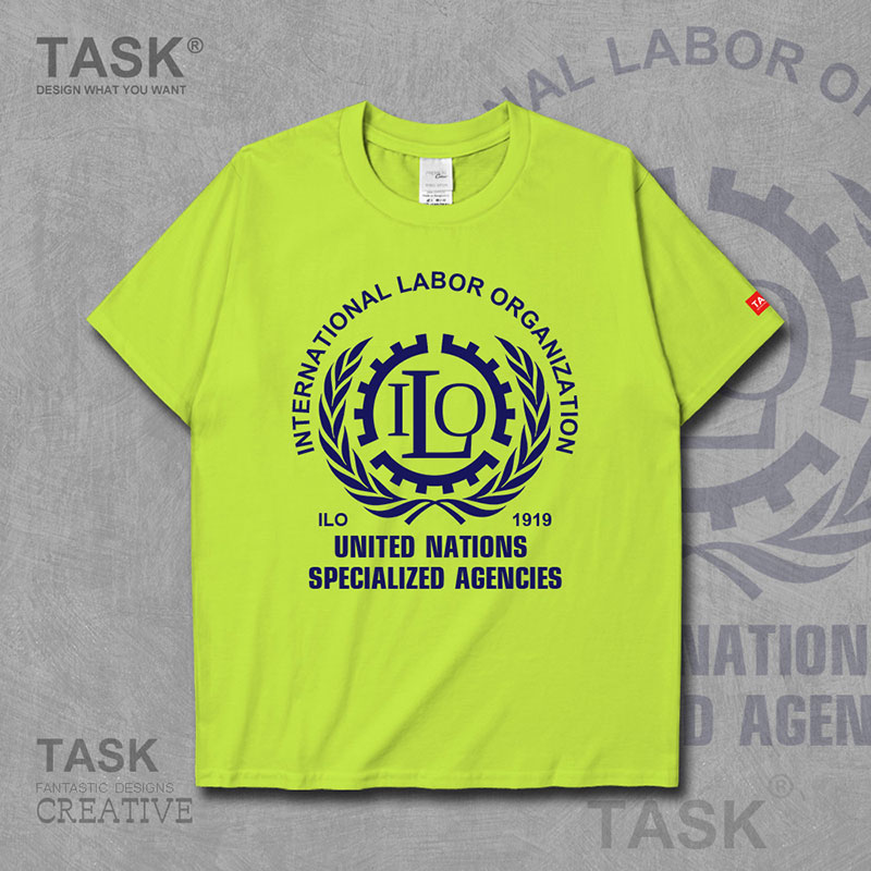 NHIỆM VỤ LIÊN HIỆP QUỐC TẾ LAO ĐỘNG TỔ CHỨC ILO LOGO ngắn tay thun thể thao cho nam và nữ bông T-shirt