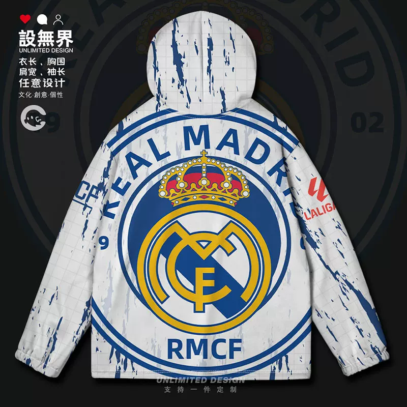 Real Madrid Мбаппе Футбол Ла Лига клубная кофта кардиган толстая хлопковая одежда для мужчин и женщин 0017 Дизайн без границ