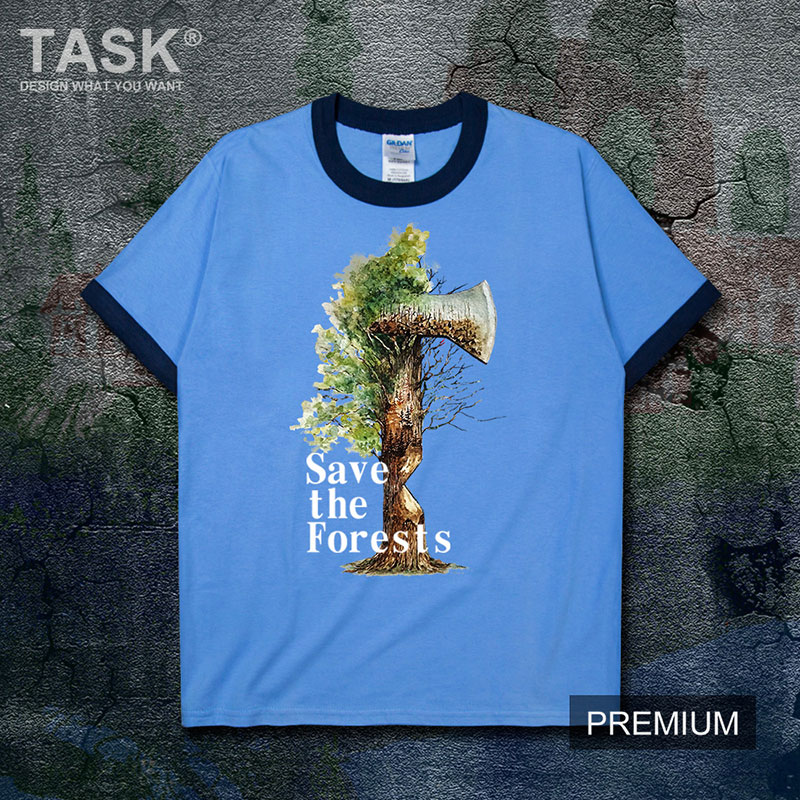 TASK Bảo vệ Trái đất rừng Công Lãi Savethe bông rừng ngắn sleeveprint t-shirt của nam giới và phụ nữ phù hợp với 02