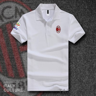 Của nam giới thể thao ve áo áo Polo AC Milan Milan Serie Một đội mặc mùa hè ngắn tay t-shirt bóng đá quần áo cotton áo thun polo nam Polo