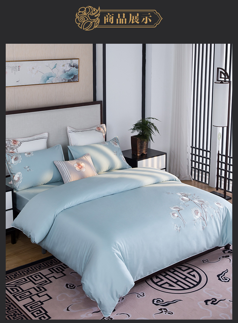 Bộ đồ giường cotton cotton bốn mảnh bộ đồ giường bằng vải trải giường màu đỏ chăn mùa hè băng lụa mới - Bộ đồ giường bốn mảnh chăn ra gối nệm