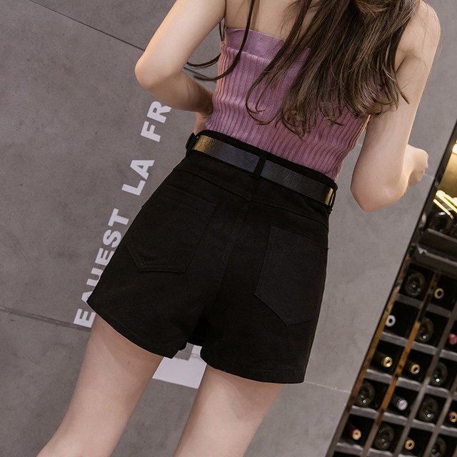 Heavy industry diamond-encrusted short culottes for women, Korean style breasted high-waisted skirts, sexy slit hip skirts, slim A-line culottes