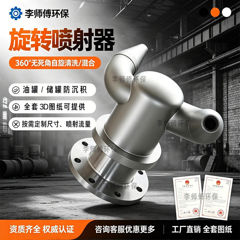 360-Degree Flange Rotating Cleaning Nozzle High-Pressure Tank Ash Removal Decontamination Mixing Explosion-Proof Cleaning Sprayer