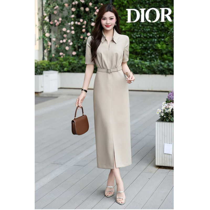 Light Luxury Style Lapel Shirt Dress for Women, Waist-Cinching, Slimming, Mid-Length, Commuter Dress, High-End, Elegant, Women's Summer Wear