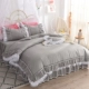 Một gia đình bốn bông lá giường bông ren sen ren công chúa gió màu đơn giản chăn lục giường váy - Bộ đồ giường bốn mảnh