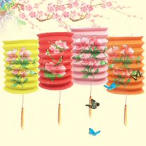 Organ folding paper lantern childrens hand points candle lanterns New Years Eve Lantern Festival Folds Cartoon Red Fu Characters