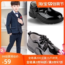 Childrens black leather shoes British style 2021 new suit shoes little boy show students show soft bottom boys shoes
