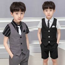 Boys suit costume Summer vest flower gown piano performances childrens little chairs choral suit