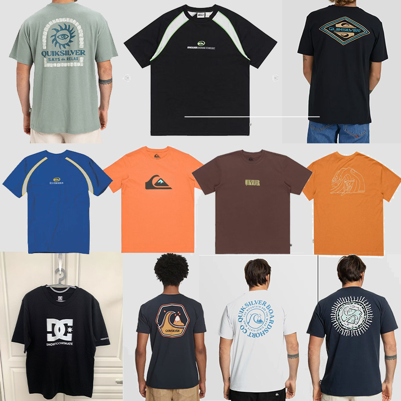 Quiksilver Round Neck Short-Sleeved T-Shirt Outdoor Surfing Skateboard Summer Casual Printed T-Shirt Trendy Dc Short-Sleeved T-Shirt