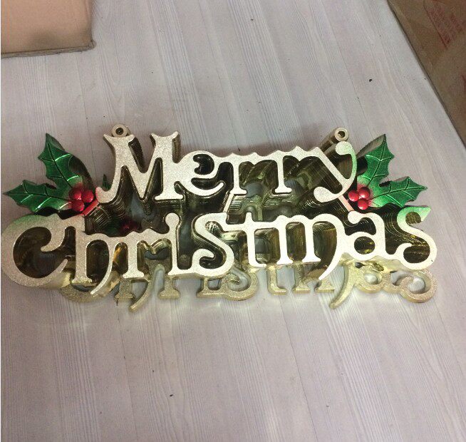 Electroplating plastic Merry Christmas English letter brand merry christmas three-dimensional brand