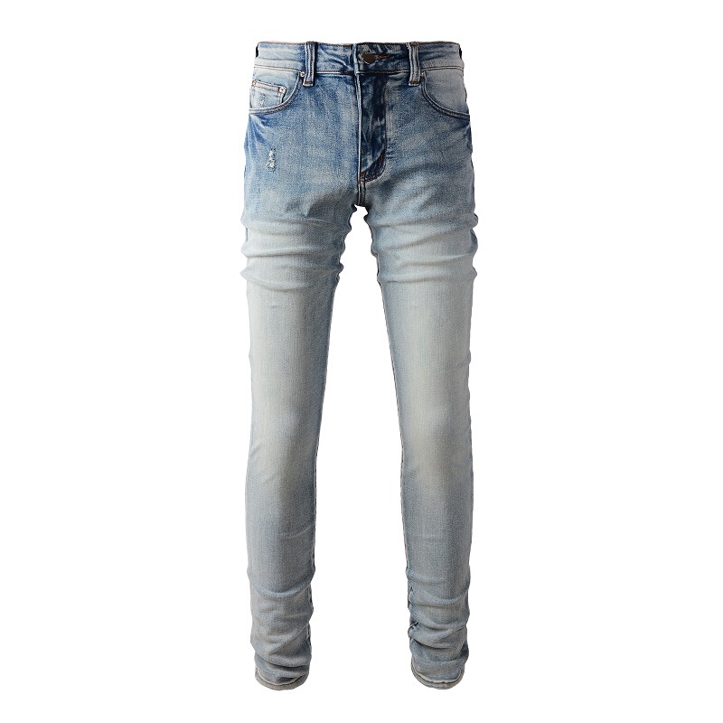 Amr Jeans Mx1 a American-Style Slim-Fit Long Pants Basic High-Street Ripped Slim-Fit Men's Jeans