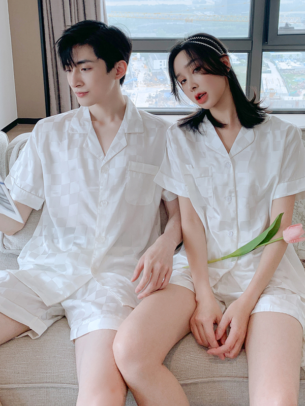 Summer Thin Ice Silk Pajamas for Women, Long and Short Sleeve Options for Men, Spring and Autumn 2026 Trending Hot Item, Can Be Worn Outside, Loungewear Set