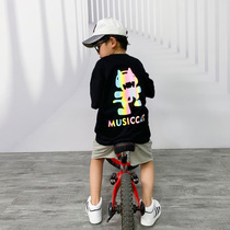 Tide card 2021 new summer boy loose pure cotton short sleeve T-shirt child boy blouses CUHK Tong Yang handsome