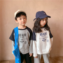Childrens clothes boy new children Long sleeves pure cotton T-shirt bottom-shirt CUHK Tong Chun Autumn Costume Splicing Korean version of blouses
