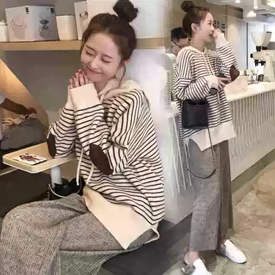 Pregnant women early autumn suits fashion European foreign school outside the net red maternity women's clothing trembles tide hot mother personality two-piece set