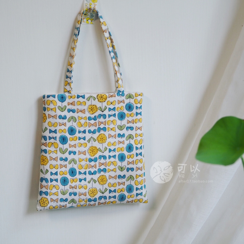 (Small Island Handmade) (Sunny Day) Japanese title Japanese woodblock printed cotton cloth minibag carry bag