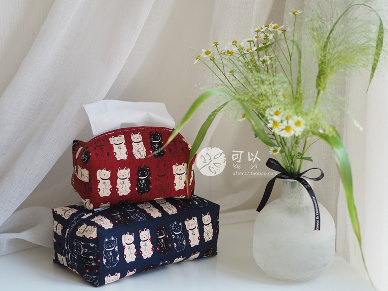 (Small islands.) Handmade) (just to live well) Japanese fabric Zhao Cai cat handmade tissue bag