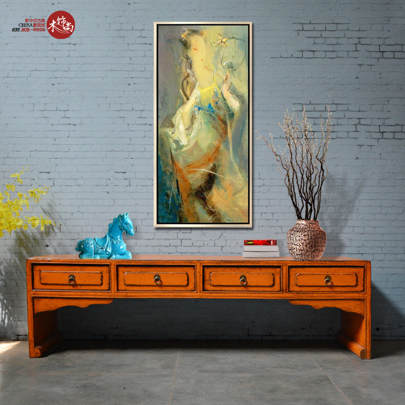 TV cabinet retro made of old solid wood furniture New Chinese desk case 4 drawers Storage Clubhouse Cabinet Boilerplate Interval Striped Case Table