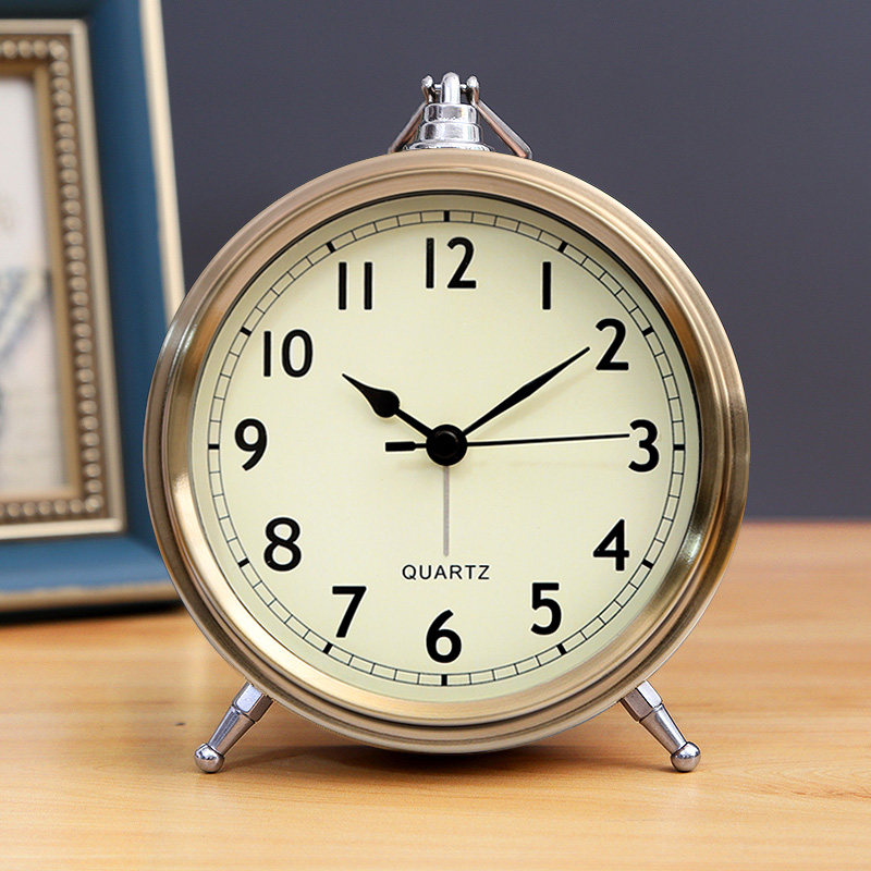 Metal light extravagant alarm clock student with muted headboard bell bedroom desk seat clock living room pendulum bells alarm bells