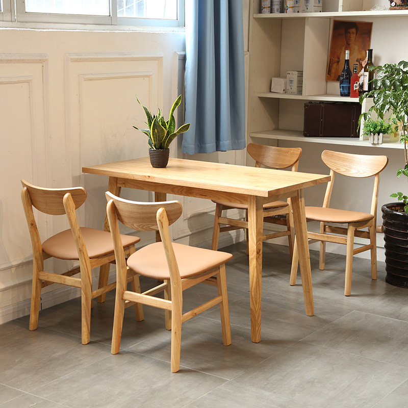 Solid wood minimalist casual bar milk tea shop table book bar café book room seat dining room dining table and chairs combination