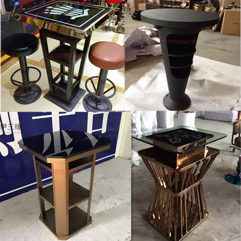 New bar Hash Table Soundle Clear Bar High Foot Bar Bench Nightfield Slow Rocking Dime Bar Stainless Steel Glass Bar Table and table
