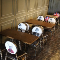 American retro theme restaurant table and chair beauty manicure cafe bar table and chair industrial style restaurant table and chair