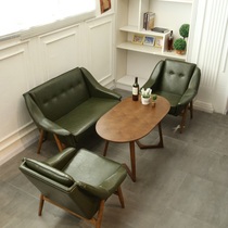 Nordic office lounge area Negotiation solid wood sofa Meeting sofa Reception room Small leisure sofa Simple and modern