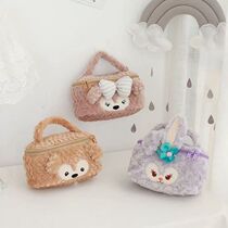 New Purple Rabbit Couple Small Bear Plush Makeup Bag Handbag Girls Wash Large Capacity Containing Package Bag