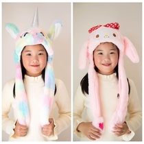 Cute Unicorn Nets Red Winter Warm Hat Tiger Shark Shark Ears Will Move Hat Children Children Plush Hats