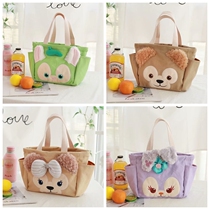 Japan-style All-cotton Canvas Portable Lunch Bag Cute Rabbit Small Bear Cartoon Student Lunch Hand Canvas Lunch Box Bag