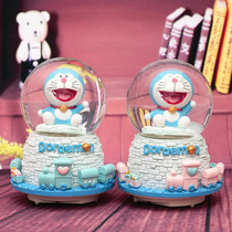 Doraemon Jingle Cat robot cat Snow Glowing rotating crystal ball Music box Children girl birthday gift