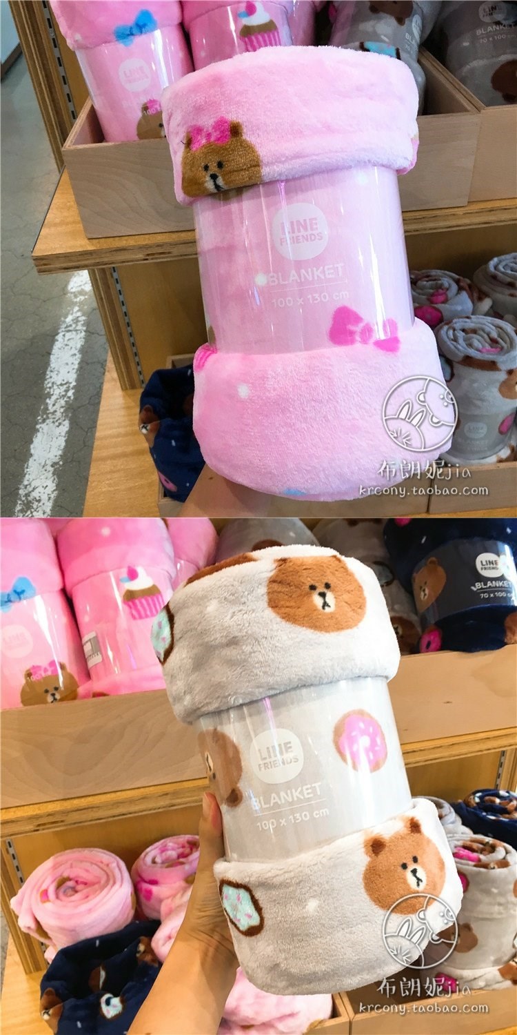Hàn Quốc mua LINE FRIENDS Gấu nâu Qiu chăn chăn máy bay chăn chăn giải trí chăn nap - Ném / Chăn mền lông cừu