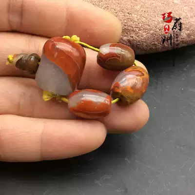 Natural Xuanhua Shanggu Warring States red agate exquisite four-piece set of the same material 108 Buddha beads accessories 