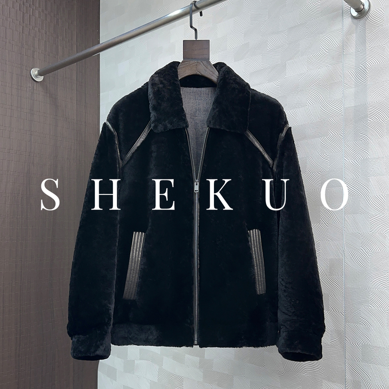 Shekuo/Shekuo Winter Genuine Leather and Fur Integrated Men's Short Leather Jacket Thick Fur Coat Shekuo/Shekuo Winter Genuine Leather and Fur Integrated Men's Short Leather Jacket Thick Fur Coat