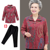 Grandma Dress Fall Suit Woman 60 60 Years 70 Middle Aged Older Long Sleeves Dress 80 Mom Shirt Clothes Spring And Autumn Blouses
