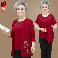 Комплект для пожилых людей, летняя одежда, футболка с коротким рукавом, куртка, для среднего возраста, подходит для весны и осени