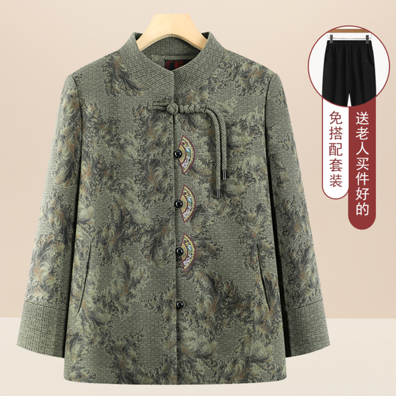 New Chinese-Style Women's Clothing for the Elderly, Spring and Autumn Grandma Jacket, Tops for 60-70 Year Old Women, Autumn and Winter Fleece-Lined Clothes for Elderly Ladies New Chinese-Style Women's Clothing for the Elderly, Spring and Autumn Grandma Jacket, Tops for 60-70 Year Old Women, Autumn and Winter Fleece-Lined Clothes for Elderly Ladies