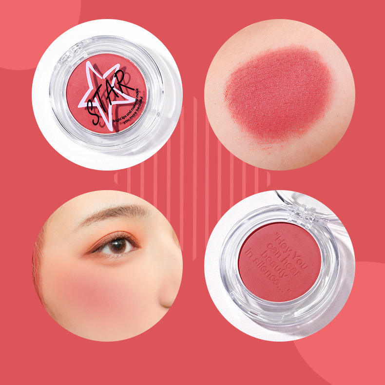 Toàn hai trừ năm! Gõ dễ thương! Đầm đỏ đơn sắc rouge xách tay giá rẻ di động với cọ sương đào màu cam ngọt ngào - Blush / Cochineal phấn má dạng thỏi