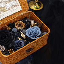 SF Rattan woven immortal Flower Gift Box Black Rose 520 Valentines Day Gift for girlfriend Boyfriend Best Friend