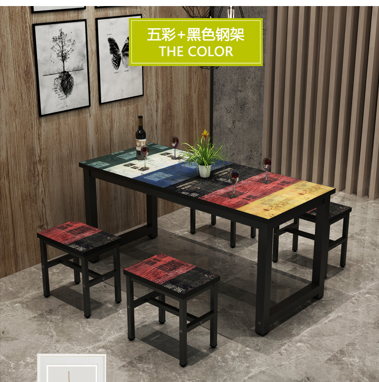 Snack bar bàn ăn nhanh và ghế căng tin bàn ăn và ghế mì nhà hàng quầy hàng thức ăn thịt nướng kết hợp bàn ăn nhanh - Bàn bàn học sinh giá rẻ