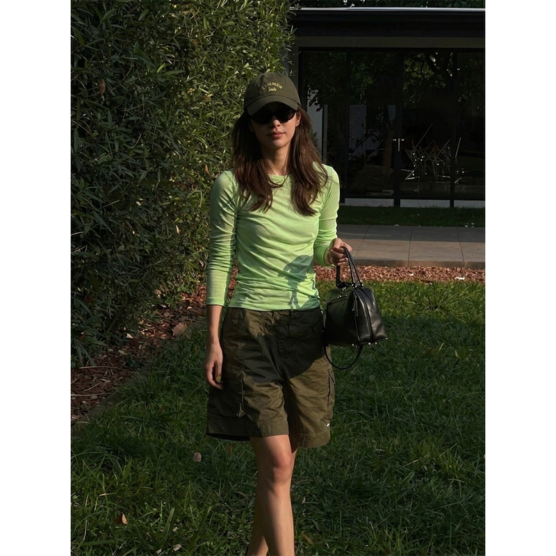 Green Thin Long-Sleeved Sun Protection Blouse T-Shirt for Women Summer 2026 New Mint Green Pullover Breathable and Light Top