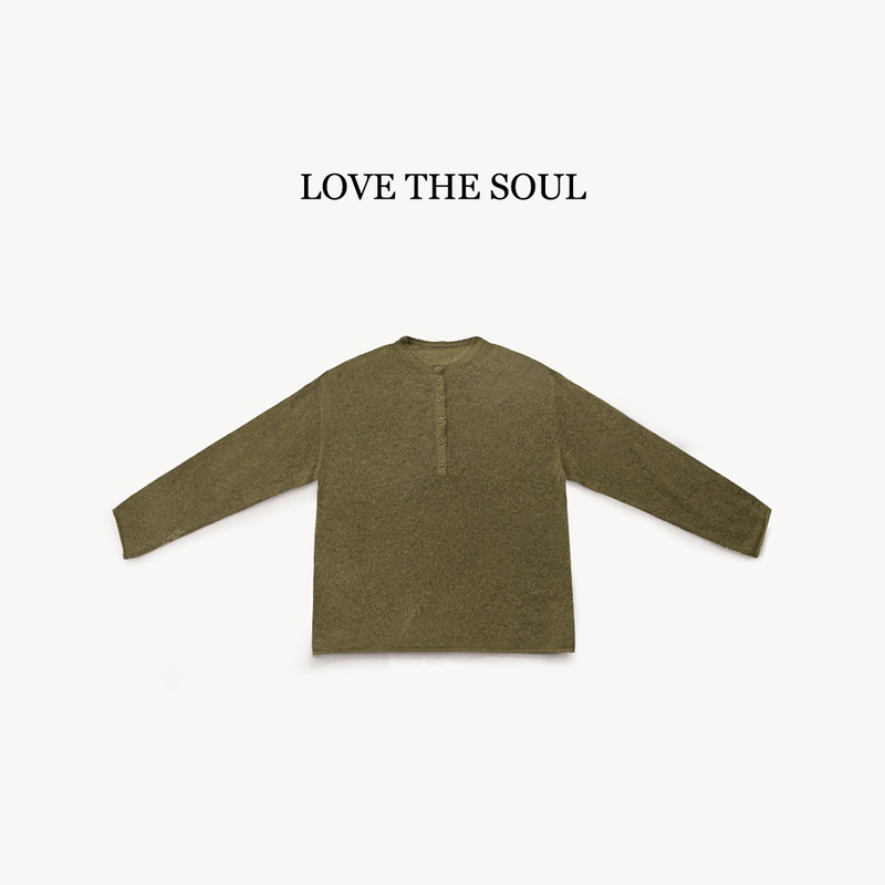 Minimalist Style Merino Wool Blend Vintage Long-Sleeve Knit Sweater for Women, Autumn 2026 New Model, Henley Collar Base Shirt Top