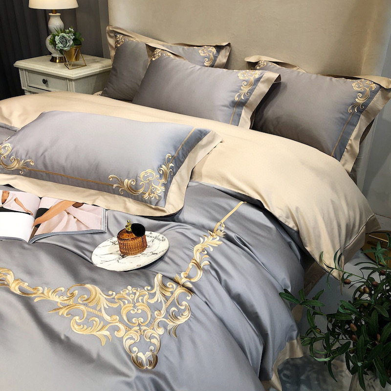 100 count sateen cotton pima cotton high count and high density cotton simple European temperament four-piece bed sheet