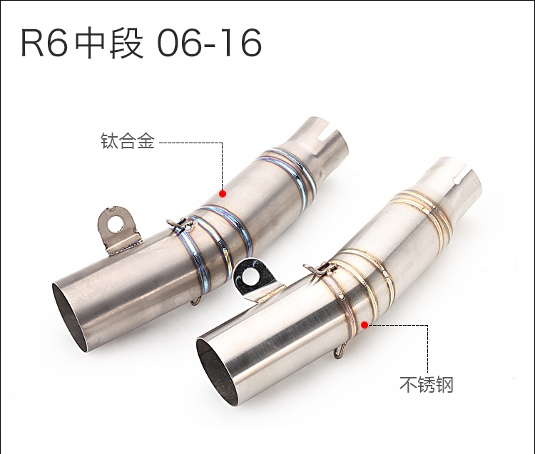 Phụ kiện sửa đổi xe máy chiên ống xả bọ cạp đường ống WISP Yamaha r6 phần giữa bằng thép không gỉ 06-18 năm - Ống xả xe máy pô xe